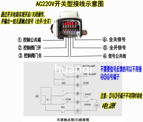 AC220V電動執行器接線圖